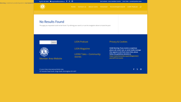 Screenshot of the Bungay Area Lions Club (CIO) website