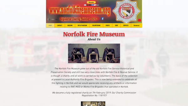Screenshot of the Norfolk Fire Museum website