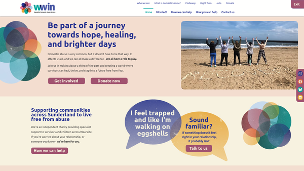 Screenshot of the Wearside Women In Need website