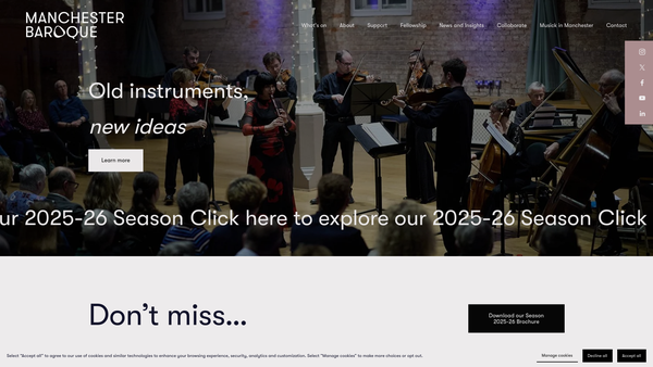 Screenshot of the Manchester Baroque website