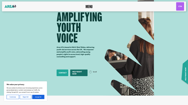 Screenshot of the Area 43 website