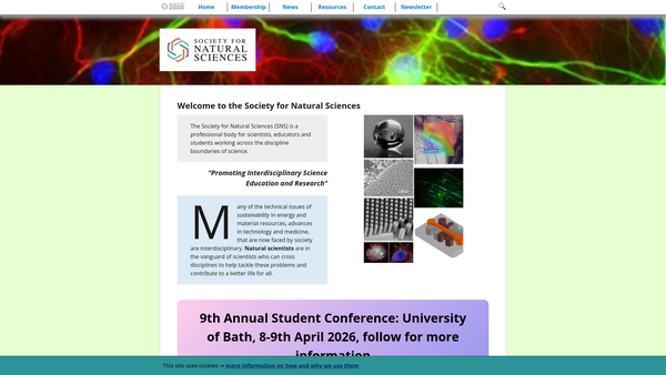Screenshot of the Society For Natural Sciences website