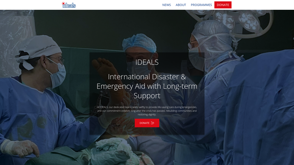 Screenshot of the International Disaster & Emergency Aid With Long Term Support website