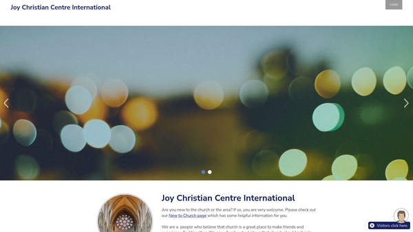 Screenshot of the Joy Christian Centre International website