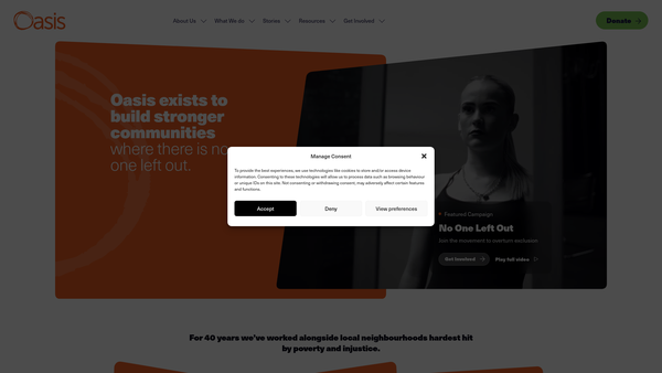 Screenshot of the Oasis Community Hub: Lister Park website