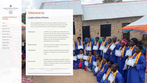 Screenshot of the Langley Institute Of Ministry website