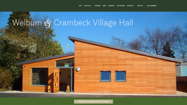 Screenshot of the Welburn Village Hall website