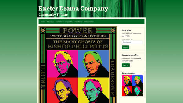 Screenshot of the Exeter Drama Company website