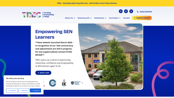 Screenshot of the The Ridge Supporters website