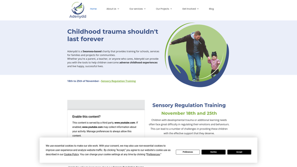 Screenshot of the Adenydd website