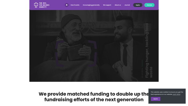 Screenshot of the The Rev. Ted Baines Charity website