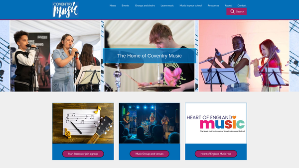 Screenshot of the Coventry Music Trust website
