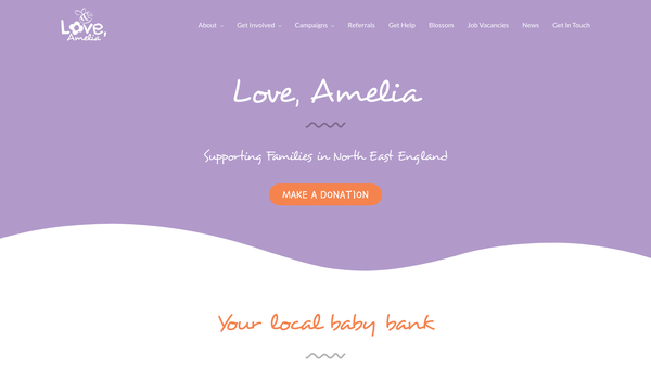 Screenshot of the Love, Amelia website