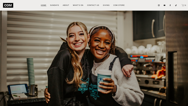 Screenshot of the Com Church website