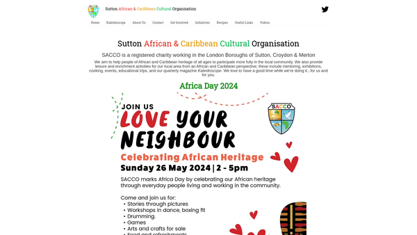 Screenshot of the Sutton African & Caribbean Cultural Organisation website