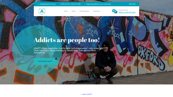Screenshot of the Adapt Charity website