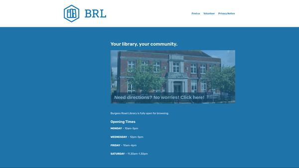 Screenshot of the Burgess Road Library Management Team CIO website
