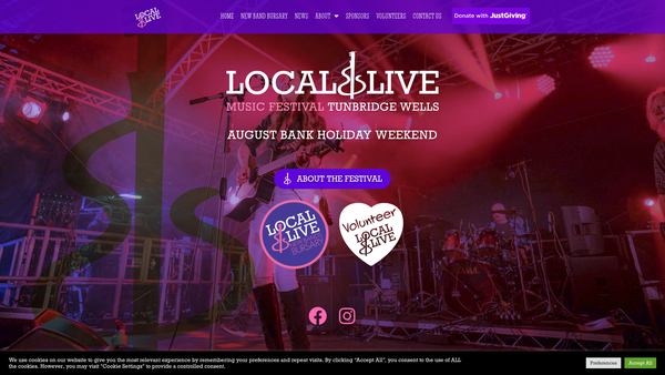 Screenshot of the Local And Live Music website