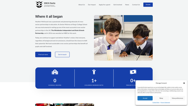 Screenshot of the The Hmck Charity website