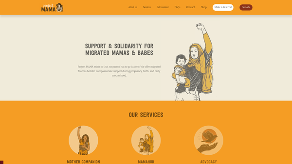 Screenshot of the Project Mama website