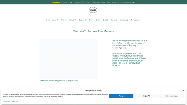 Screenshot of the Ramsey Rural Museum CIO website