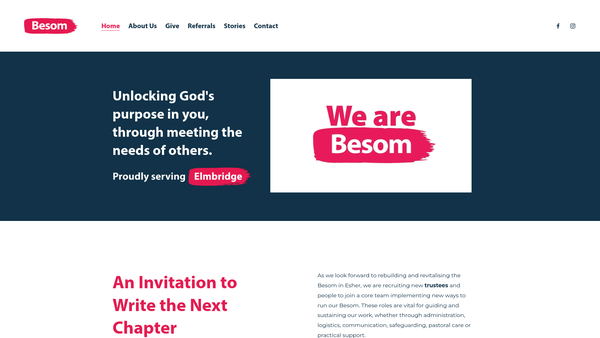 Screenshot of the The Besom In Esher website
