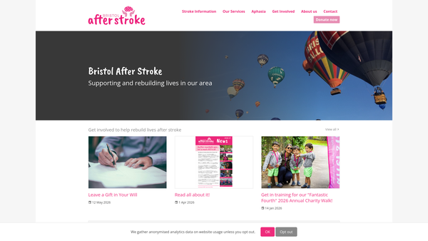 Screenshot of the Bristol After Stroke website