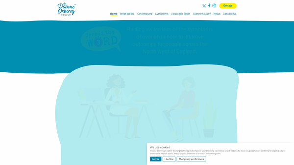 Screenshot of the The Dianne Oxberry Trust website