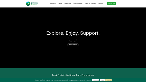 Screenshot of the Peak District National Park Foundation website