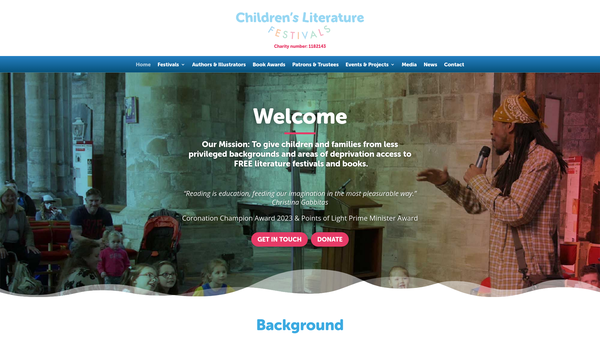 Screenshot of the Children's Literature Festivals website