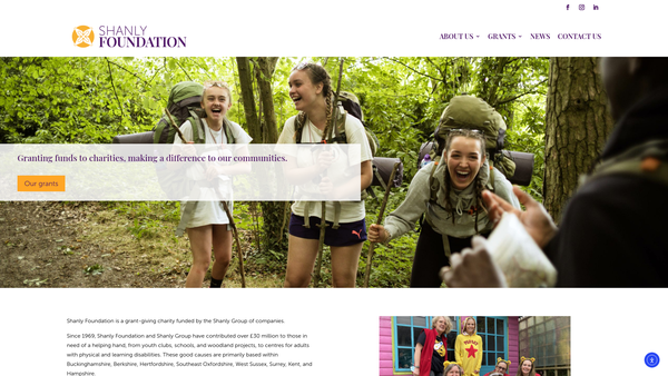 Screenshot of the The Shanly Foundation website