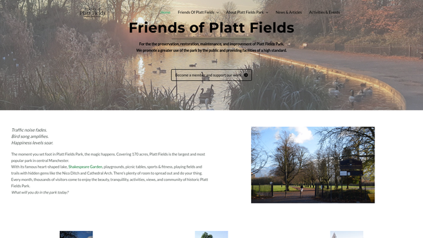 Screenshot of the The Friends Of Platt Fields website