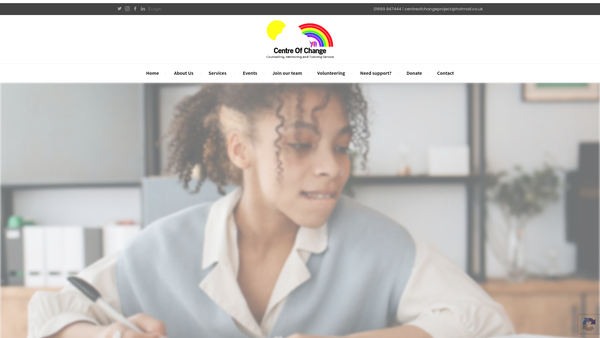 Screenshot of the Centre Of Change Counselling And Mentoring Service website
