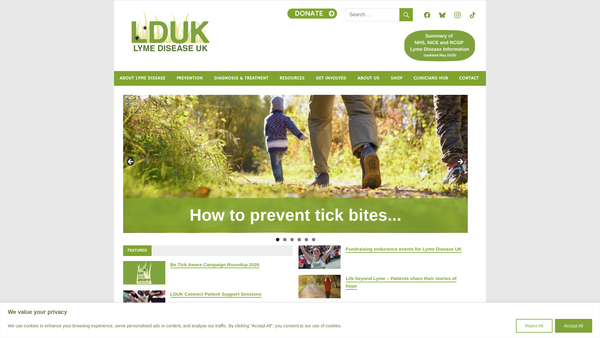 Screenshot of the Lyme Disease UK website