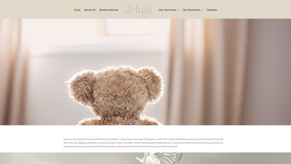 Screenshot of the Hugs website