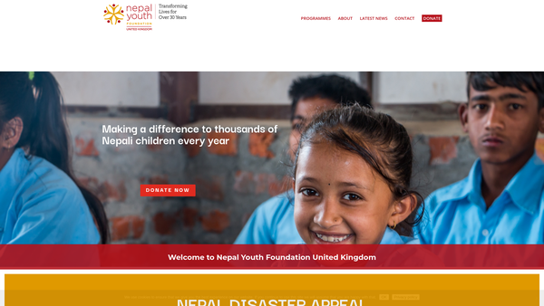 Screenshot of the Nepal Youth Foundation (UK) website