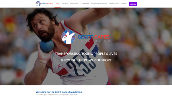 Screenshot of the The Geoff Capes Foundation website