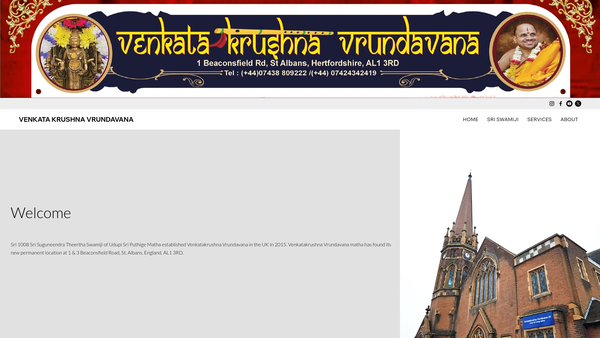 Screenshot of the Venkatakrushna Vrundavana UK Limited website