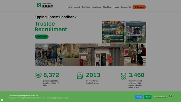 Screenshot of the Epping Forest Foodbank website