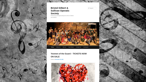 Screenshot of the Bristol Gilbert & Sullivan Operatic Society website