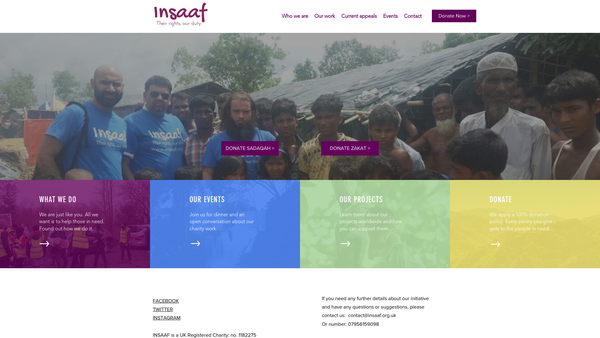 Screenshot of the Insaaf website
