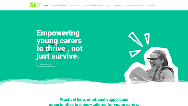 Screenshot of the Romsey Young Carers website