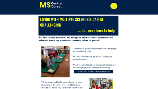 Screenshot of the MS Centre Dorset website