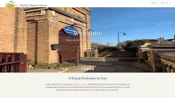 Screenshot of the Madeley Baptist Church website