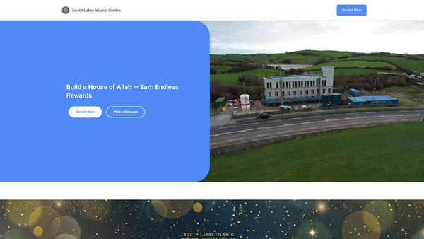 Screenshot of the South Lakes Islamic Centre website