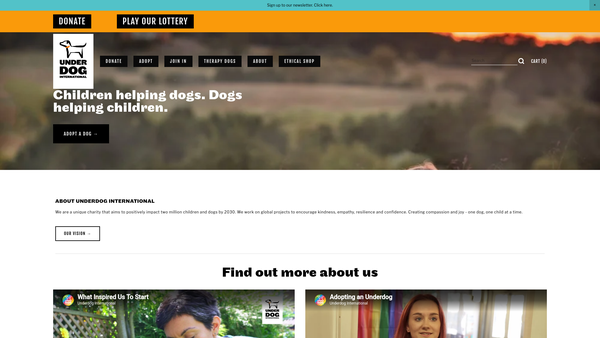 Screenshot of the Underdog International website