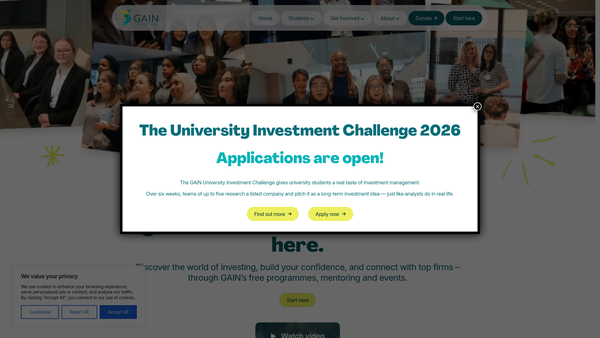 Screenshot of the Girls Are Investors website