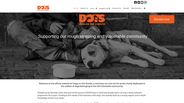 Screenshot of the Dogs On The Streets Ltd website