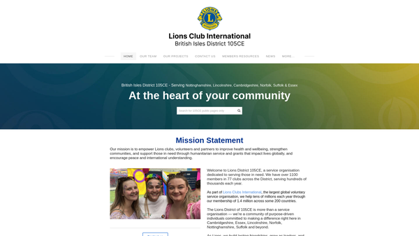 Screenshot of the Lions Clubs International District 105CE Foundation website