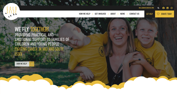 Screenshot of the Gold Geese website